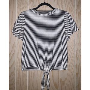 Black & White Striped Tie Knot Tee
